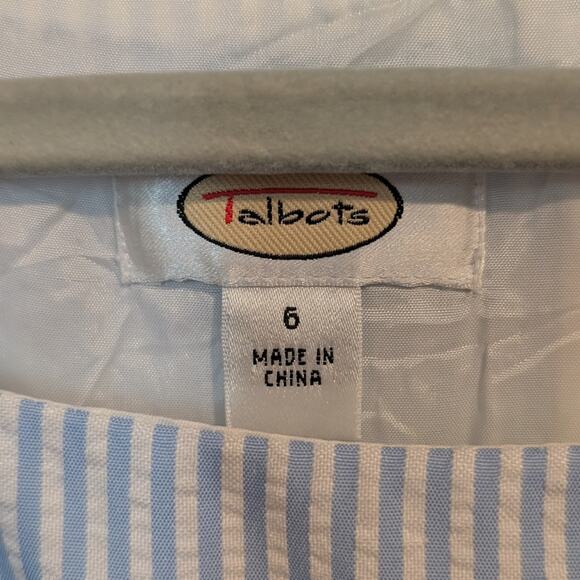 Talbots Blue and White Pleated Midi Dress for Prom - Picture 3 of 5